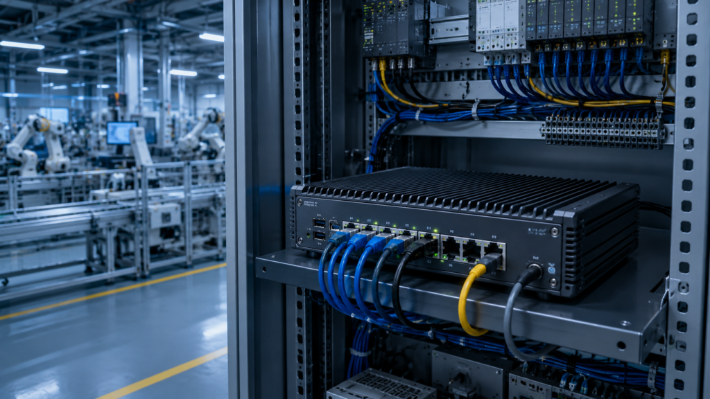Fanless embedded computer used as a soft router gateway in an industrial edge deployment