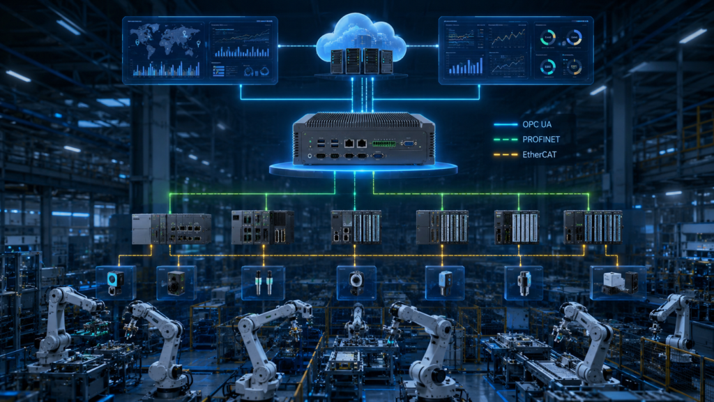 Layered industrial automation architecture controlled by IPC system