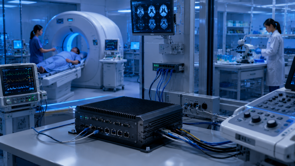 Medical embedded computer integrated with medical imaging systems patient monitoring equipment laboratory devices healthcare networks and hospital information infrastructure