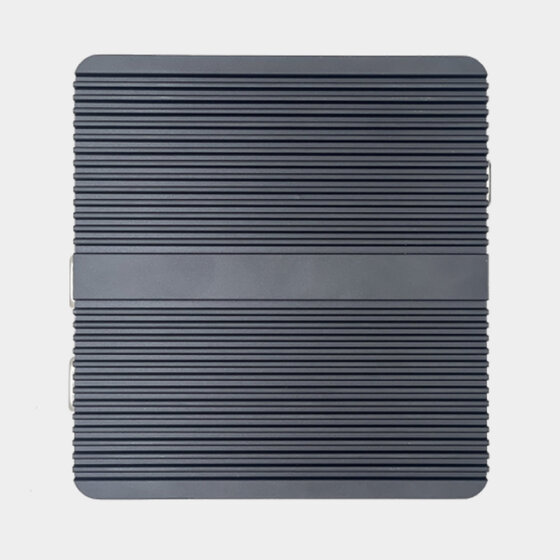 NANO100 fanless industrial computer top view with aluminum heat dissipation fins