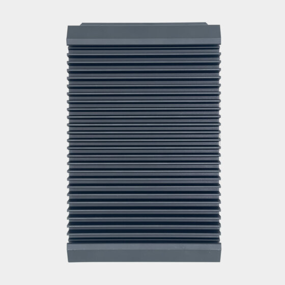 NANO300 industrial box PC top view showing passive aluminum heatsink fin design for fanless cooling