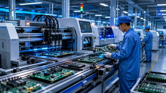Advanced industrial motherboard manufacturing facility with SMT production lines and quality control systems