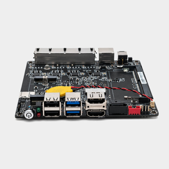 EHL-J6412-LK VER1.0 industrial motherboard front I/O view with USB, display, LAN, and power interface layout