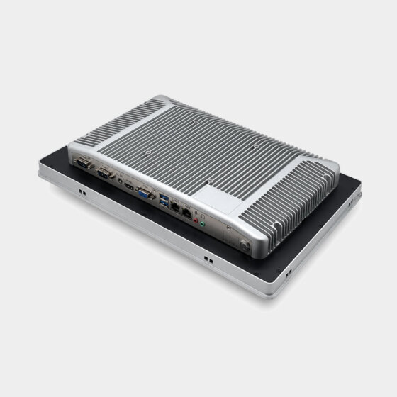 CoreIPC PanelPro 15 industrial panel PC rear heat sink and I/O view